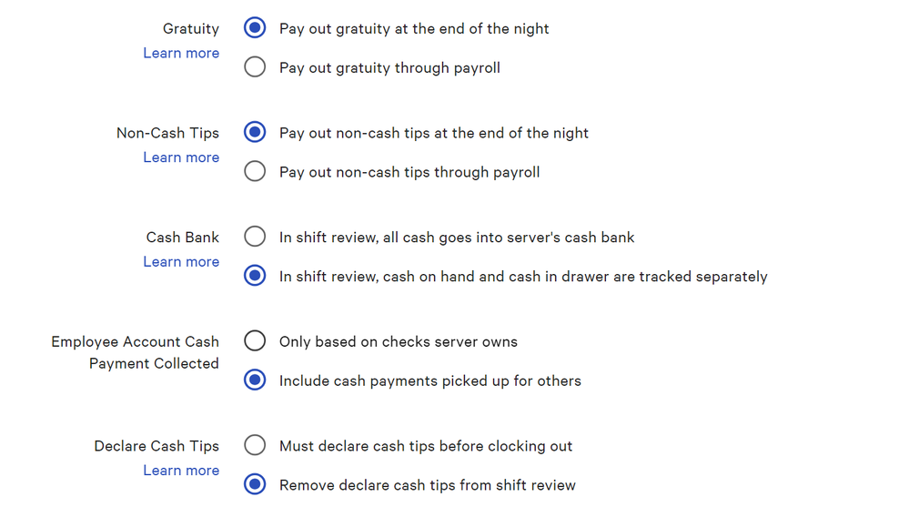 In Shift review, cash on hand..